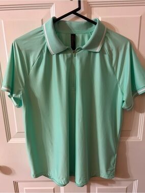 Mondetta Mint Green Zip-Front Polo with Contrast Trim